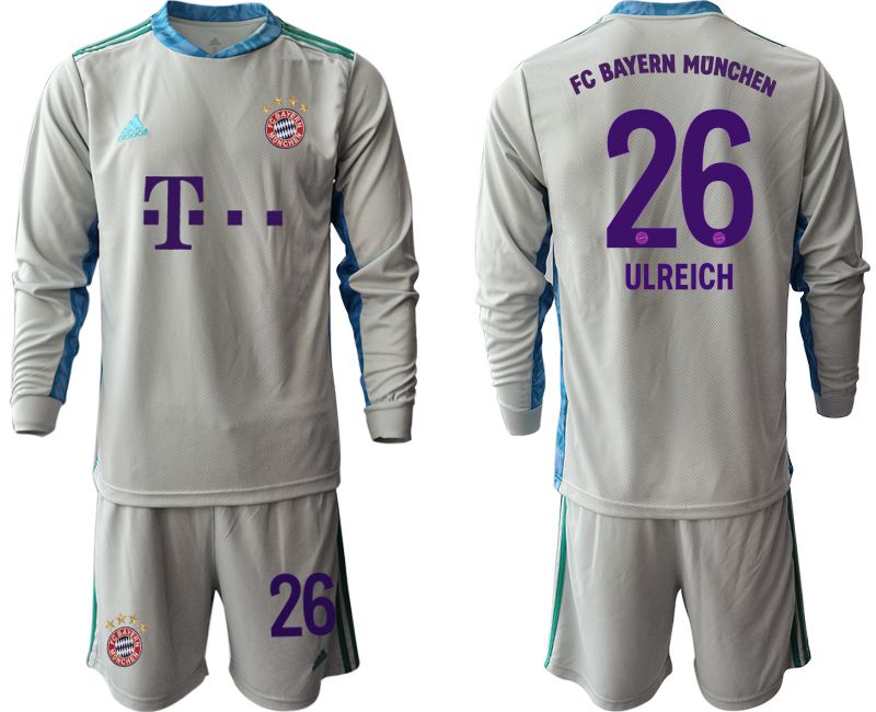 Men 2020-2021 club Bayern Munich gray long sleeve goalkeeper #26 Soccer Jerseys->bayern munich jersey->Soccer Club Jersey